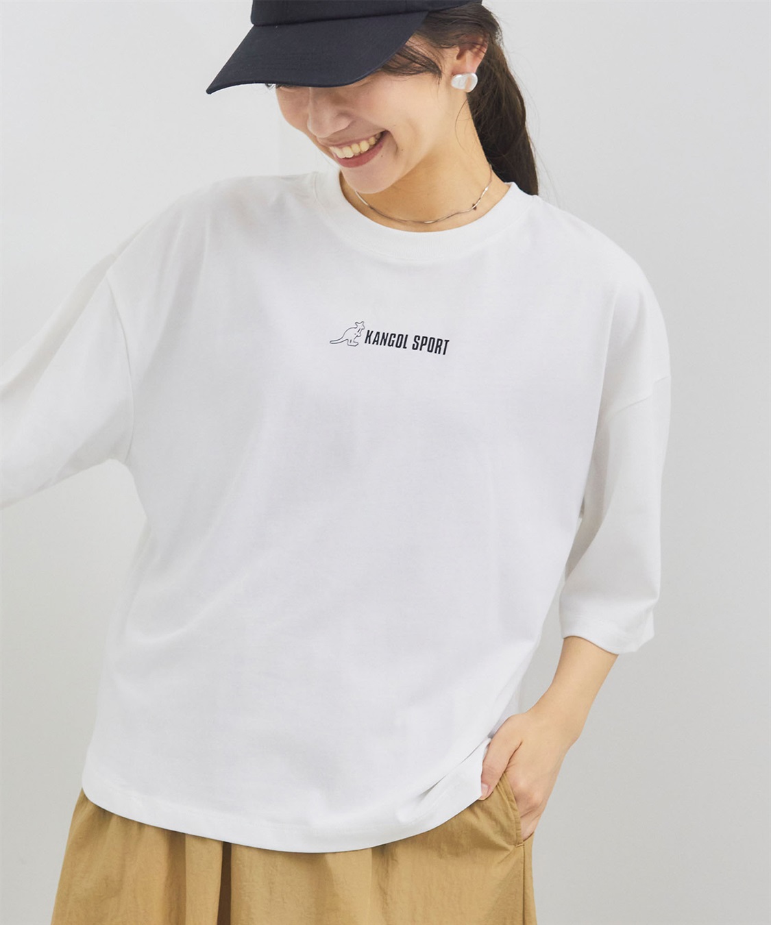 【KANGOL SPORT】5分袖ロゴTシャツ