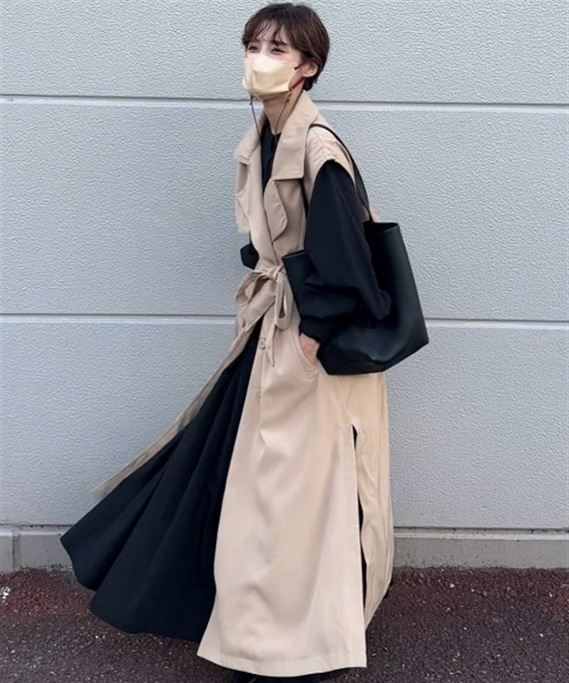 AMERI 2WAY TRENCH PETIT COLLAR DRESS - ロングワンピース