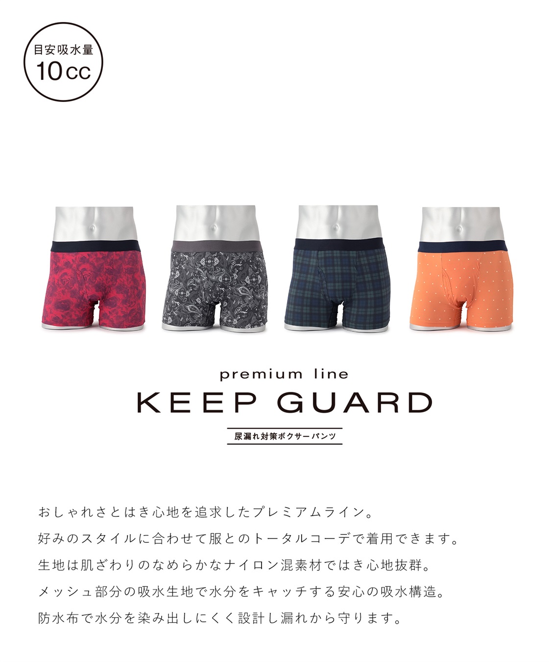 KEEP GUARD】キープガード 尿漏れ対応型 メンズ ボクサーパンツ（ナノ