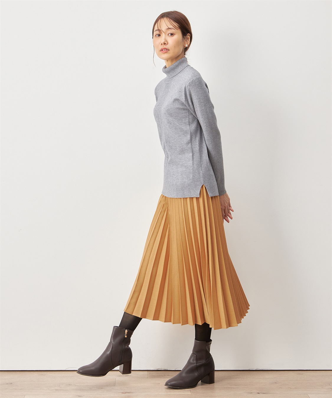 【即納可】ritsuko karita サイドアコーディオンラインプリーツスカート ロングスカート