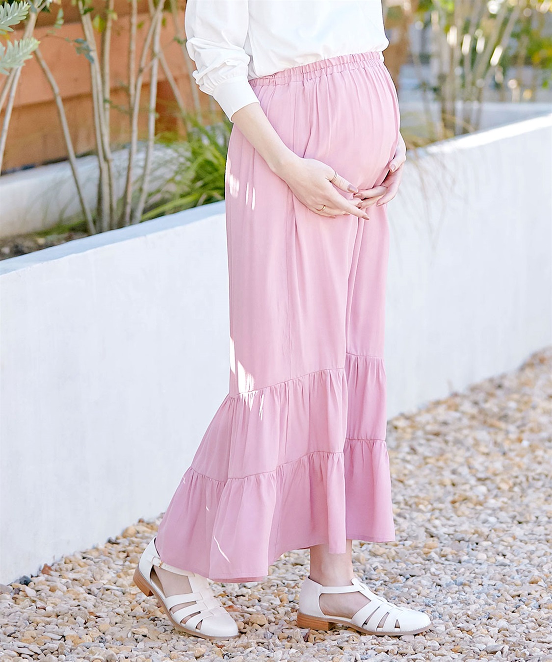 産後も使える ティアードスカート（マタニティ/授乳服）授乳楽々 妊婦