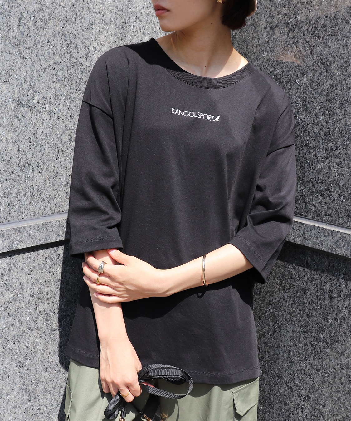 【KANGOL SPORT】7分袖ロゴBIGTシャツ